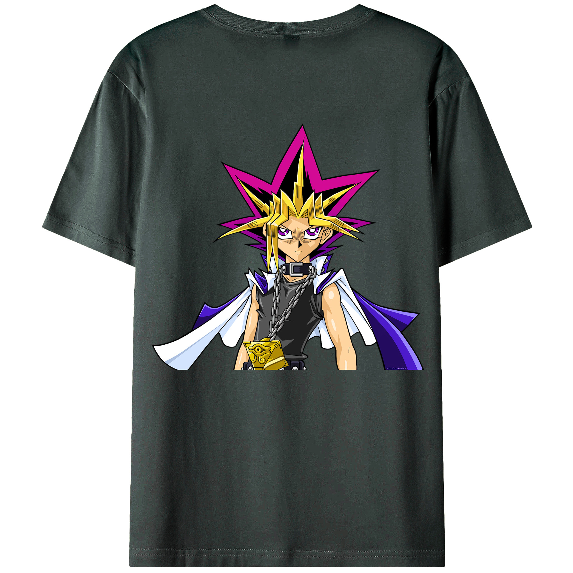 （画像用） 遊☆戯☆王 Yu-Gi-Oh! 綿100％ メンズ半袖Tシャツ（バックプリント） 通気性